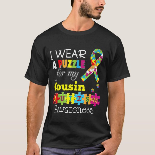 Camiseta Eu Amo Meu Primo Autista Autismo Dia da Consciênci (Frente)