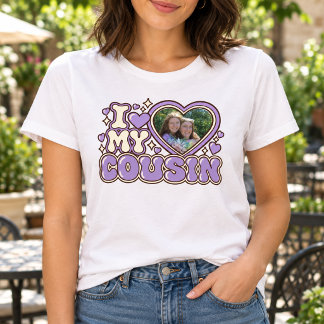 Camiseta Eu Amo Meu Primo Personalizado Coração Foto