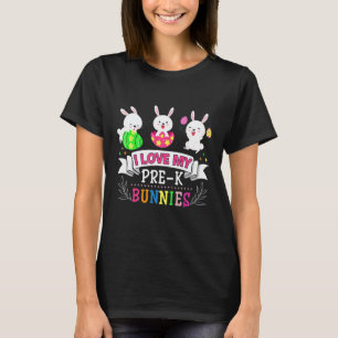 Camiseta Eu Amo Meu Professor de Pré K Coelhinhos Ovos de P