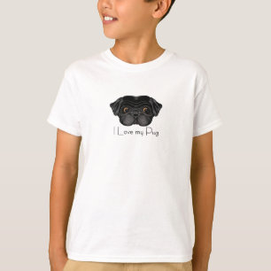 Camiseta Eu amo meu Pug preto