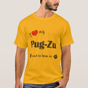 Camiseta Eu amo meu pug-Zu (o cão masculino)