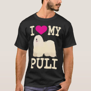 Camiseta Eu Amo Meu Puli Cachorro Cute Puli Húngaro de Cabe