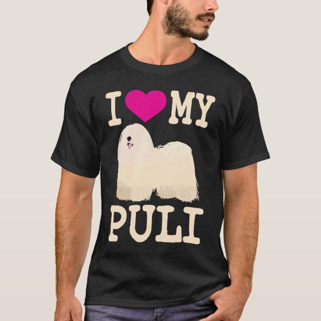Camiseta Eu Amo Meu Puli Frio Húngaro Puli Dreadlock Cog B (Frente)