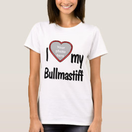 Camiseta Eu Amo Meu Quadro De Foto Do Bullmastiff Red Heart