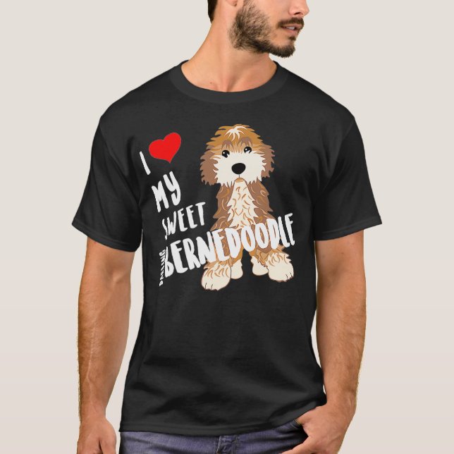 Camiseta Eu Amo Meu Querido Doce Bernedoodle Cachorro Engra (Frente)
