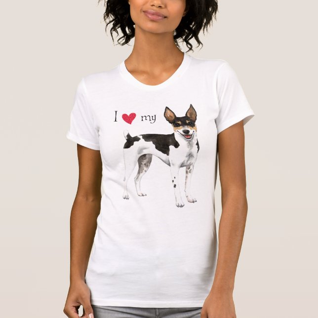 Camiseta Eu amo meu Rat Terrier (Frente)