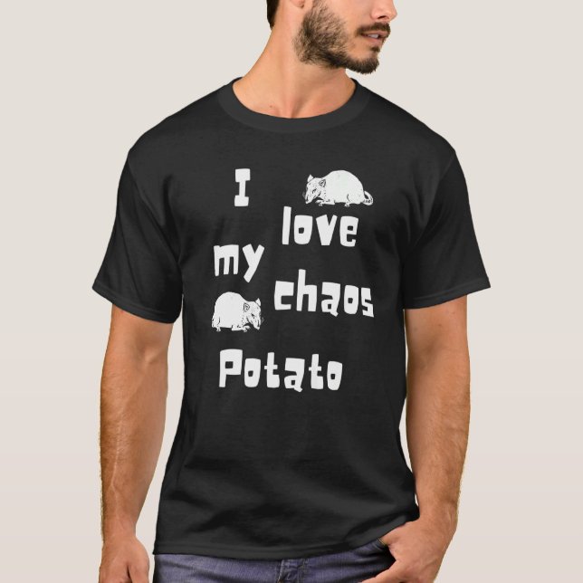Camiseta Eu amo meu rato de batata caos (Frente)