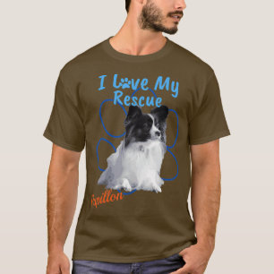 Camiseta Eu Amo Meu Resgate Papillon Legal Cão Adotado