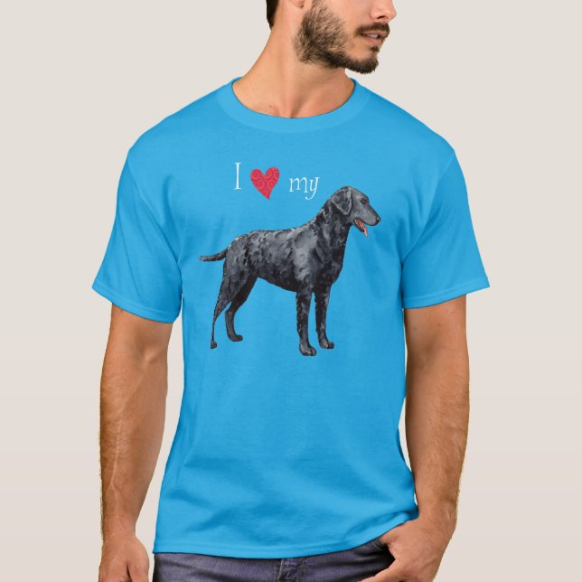 Camiseta Eu Amo meu Retriever Revestido Curly (Frente)