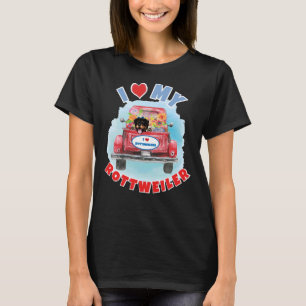 Camiseta Eu Amo Meu Rottweiler No Caminhão Vermelho Amo Min