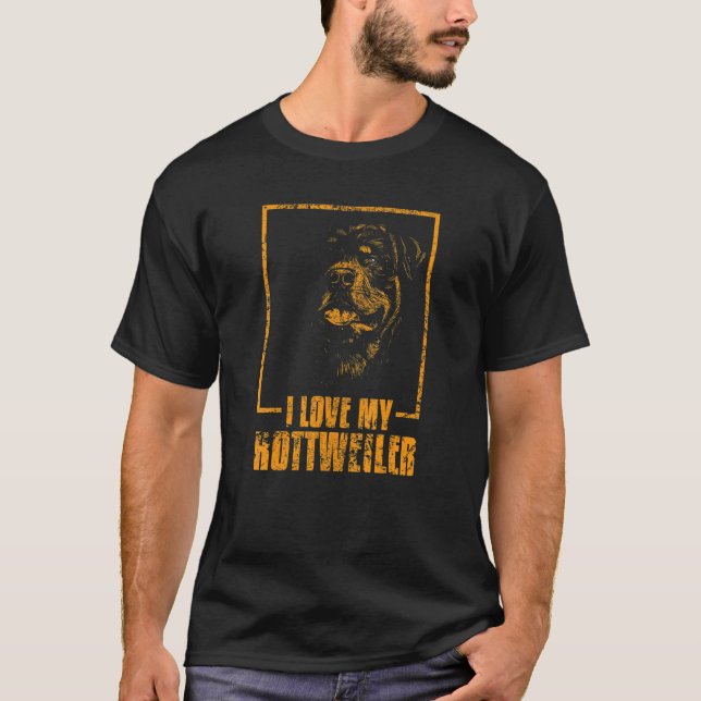 Camiseta Eu Amo Meu Rottweiler Proprietário De Cachorro Rot (Frente)
