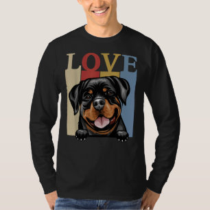 Camiseta Eu Amo Meu Rottweiler Vintage Retro Cachorro Mãe P