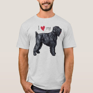 Camiseta Eu amo meu russo preto Terrier
