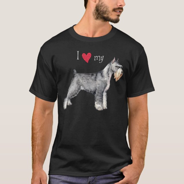 Camiseta Eu amo meu Schnauzer padrão (Frente)