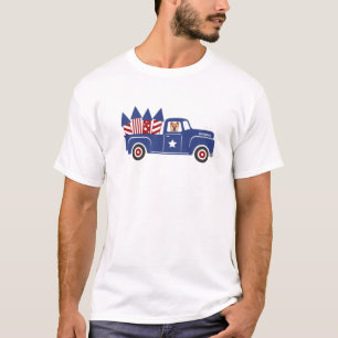 Camiseta Eu Amo Meu Shiba Inu USA Bandeiras Azul No Quarto