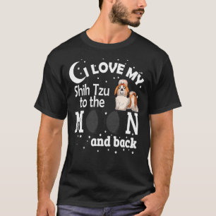 Camiseta Eu Amo Meu Shih Tzu Para A Lua E Volto Ao Natal
