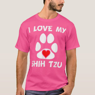 Camiseta Eu Amo Meu Shih Tzu Paw Imprime O Proprietário De