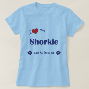 Camiseta Eu amo meu Shorkie (o cão masculino)