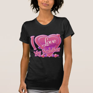 Camiseta Eu Amo Meu Soldado rosa/roxo - coração