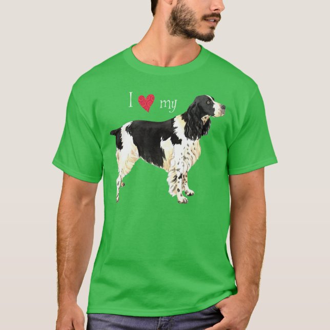 Camiseta Eu amo meu Spaniel de Springer inglês (Frente)