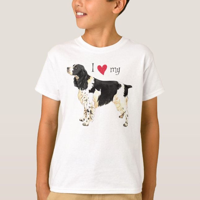 Camiseta Eu amo meu Spaniel de Springer inglês (Frente)