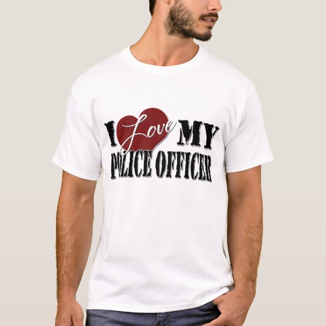 Camiseta Eu amo meu t-shirt da oferta da polícia (Frente)