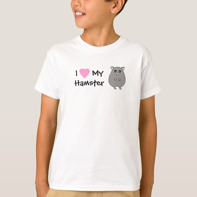 Camiseta Eu amo meu t-shirt das meninas do hamster (Frente)