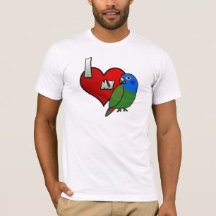 Camiseta Eu amo meu t-shirt dirigido azul de Pionus