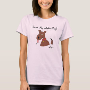 Camiseta Eu amo meu t-shirt do cão de Brown do cão do