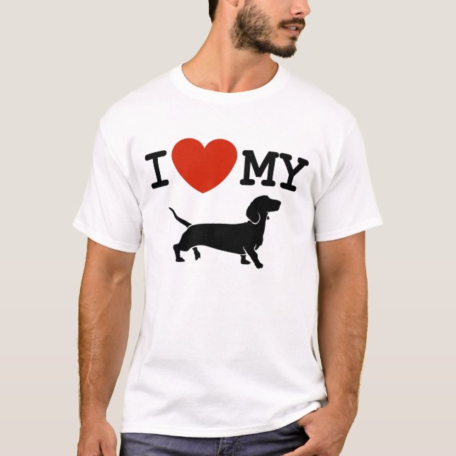 Camiseta eu amo meu t-shirt do dachshund (Frente)
