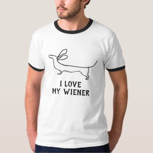 Camiseta Eu amo meu t-shirt do dachshund do wiener