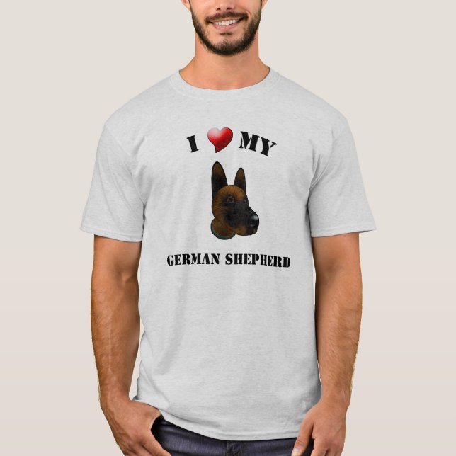 Camiseta Eu amo meu t-shirt do german shepherd (Frente)