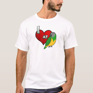 Camiseta Eu amo meu t-shirt do papagaio de Senegal