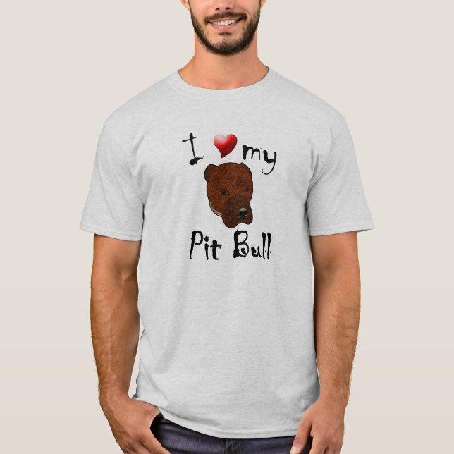 Camiseta Eu amo meu t-shirt do pitbull (Frente)