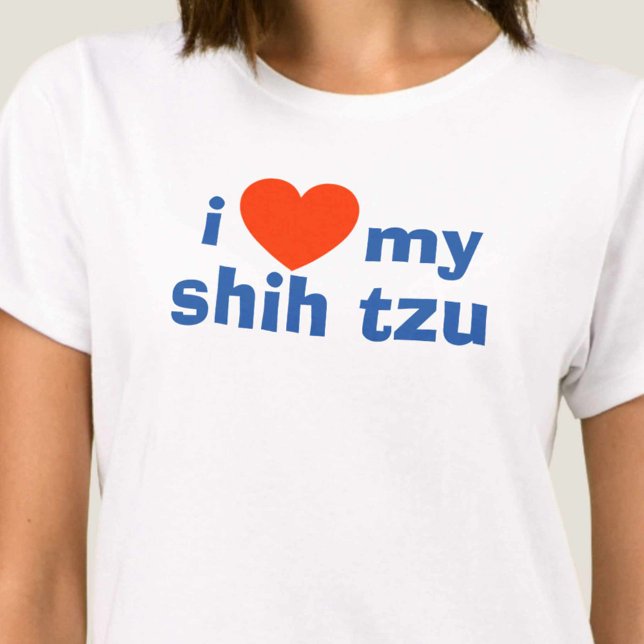 Camiseta Eu Amo Meu Tanque Shih Tzu Topo (Criador carregado)