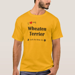 Camiseta Eu amo meu Terrier Wheaten (o cão fêmea)