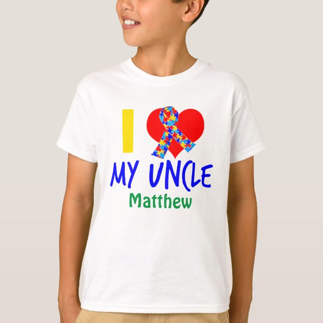 Camiseta Eu Amo Meu Tio Autismo Sensibilização Sobrinho (Frente)