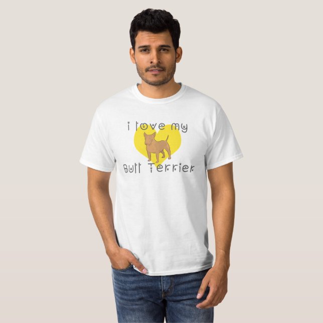 Camiseta eu amo meu touro terrier (Frente Completa)