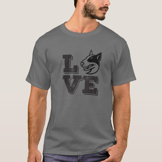 Camiseta Eu Amo Meu Touro Terrier (Frente)
