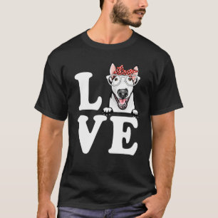 Camiseta Eu Amo Meu Touro Terrier Bandana Óculos Cachorros