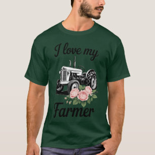 Camiseta Eu Amo Meu Trator de Mulher Fazendeira Fazendeiro