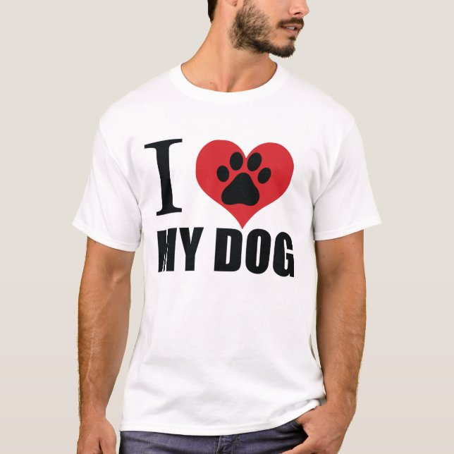 Camiseta Eu amo meu travesseiro decorativo de cachorro (Frente)