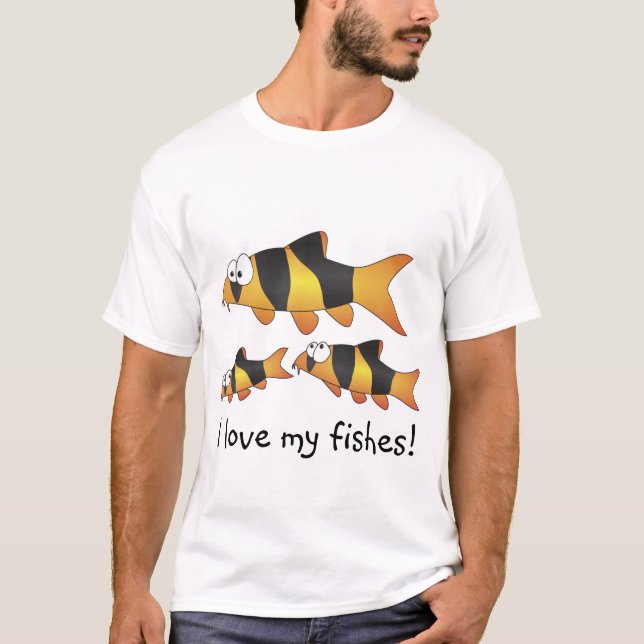 Camiseta Eu amo meu Tshirt dos peixes - família legal do (Frente)