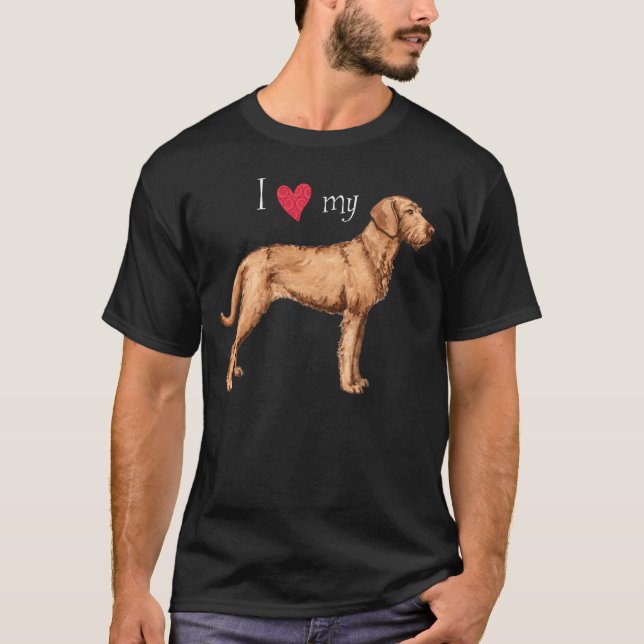 Camiseta Eu amo meu Vizsla Wirehaired (Frente)