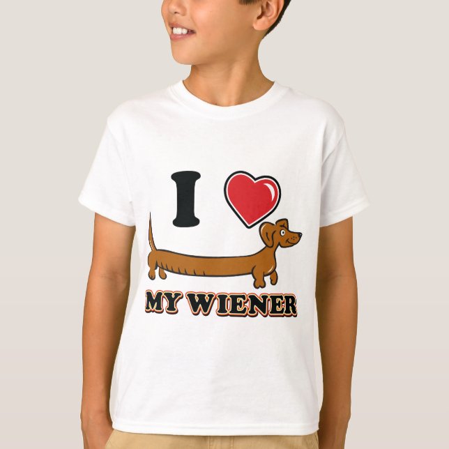 Camiseta Eu amo meu Weiner - Dachshund (Frente)