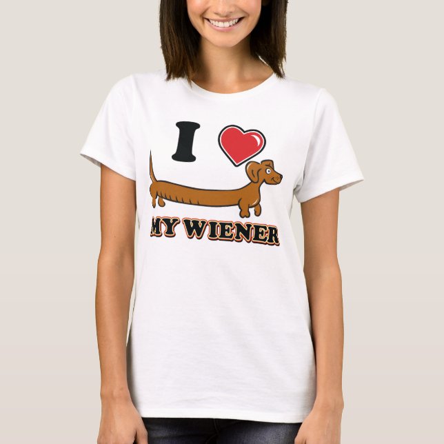 Camiseta Eu amo meu Weiner - Dachshund (Frente)