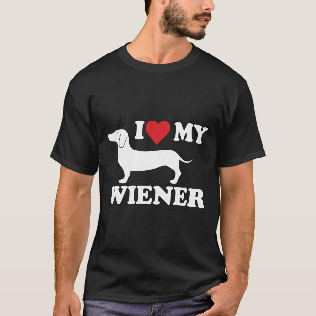 Camiseta Eu Amo Meu Wiener Dachshund (Frente)
