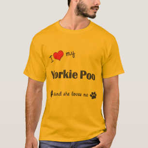 Camiseta Eu amo meu Yorkie Poo (o cão fêmea)