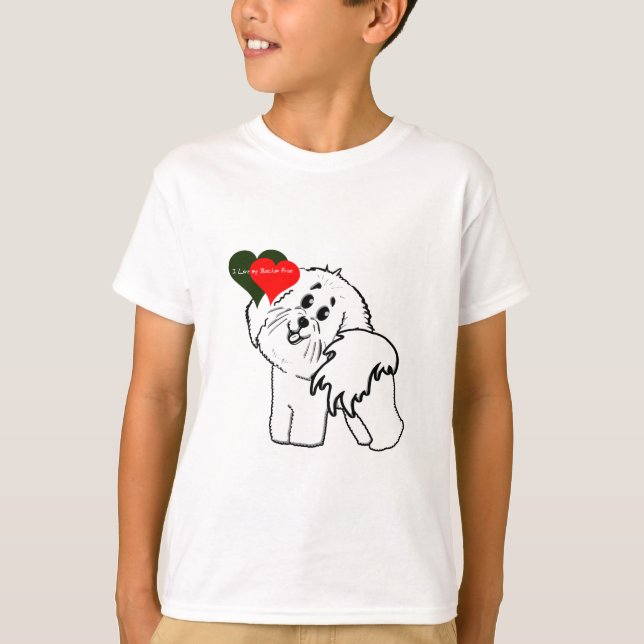 Camiseta Eu amo meus acessórios do Bichon Frise Dog (Frente)