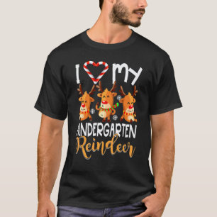 Camiseta Eu Amo Meus Alunos Rena Jardim de Infância Profess